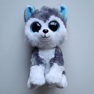 Ty Beanie Boos Slush Husky Plush 10 Inch Grey White Blue Eyes Toy Stuffie Dog